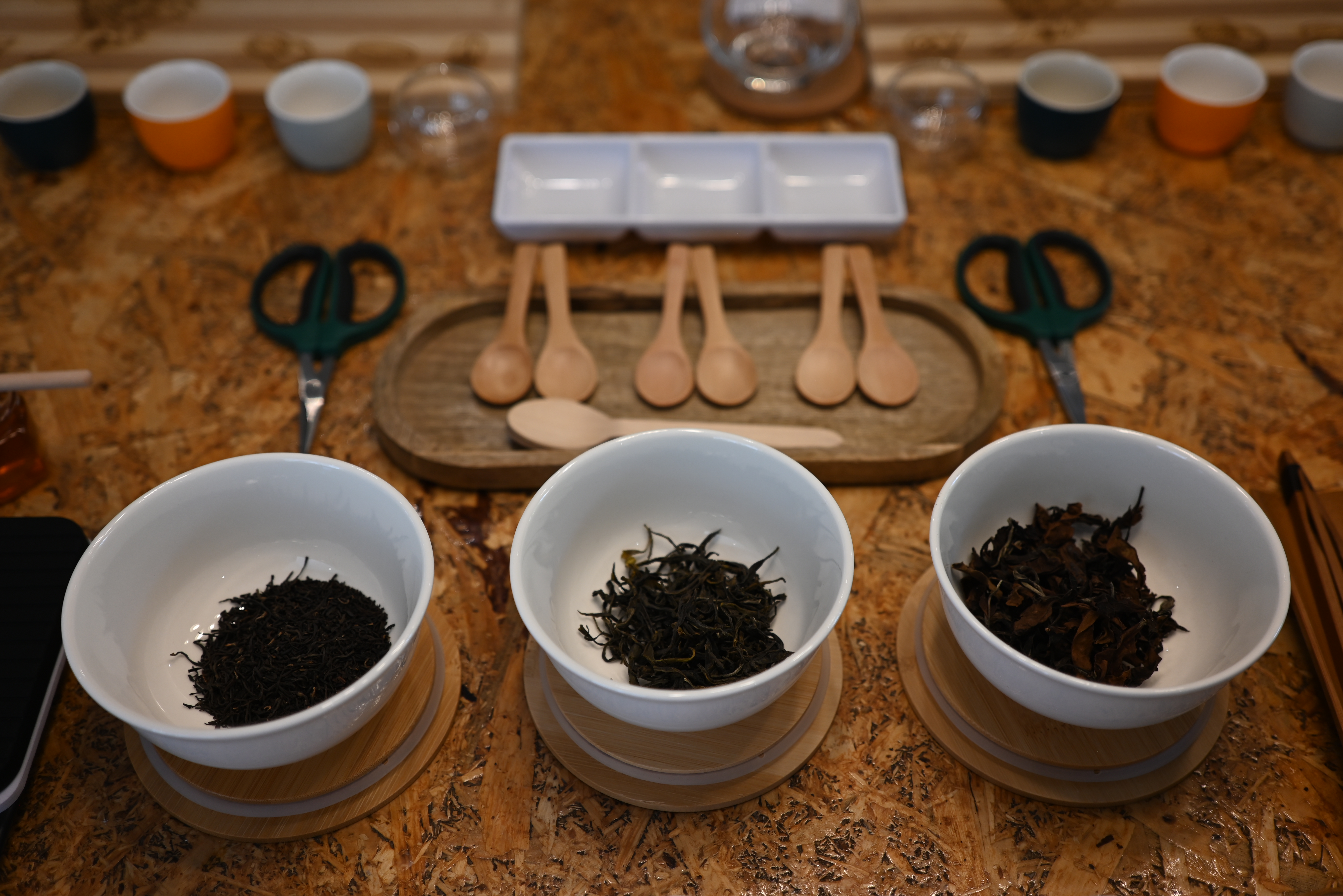 White, green and black Colombian tea paired with chocolate and amasijos