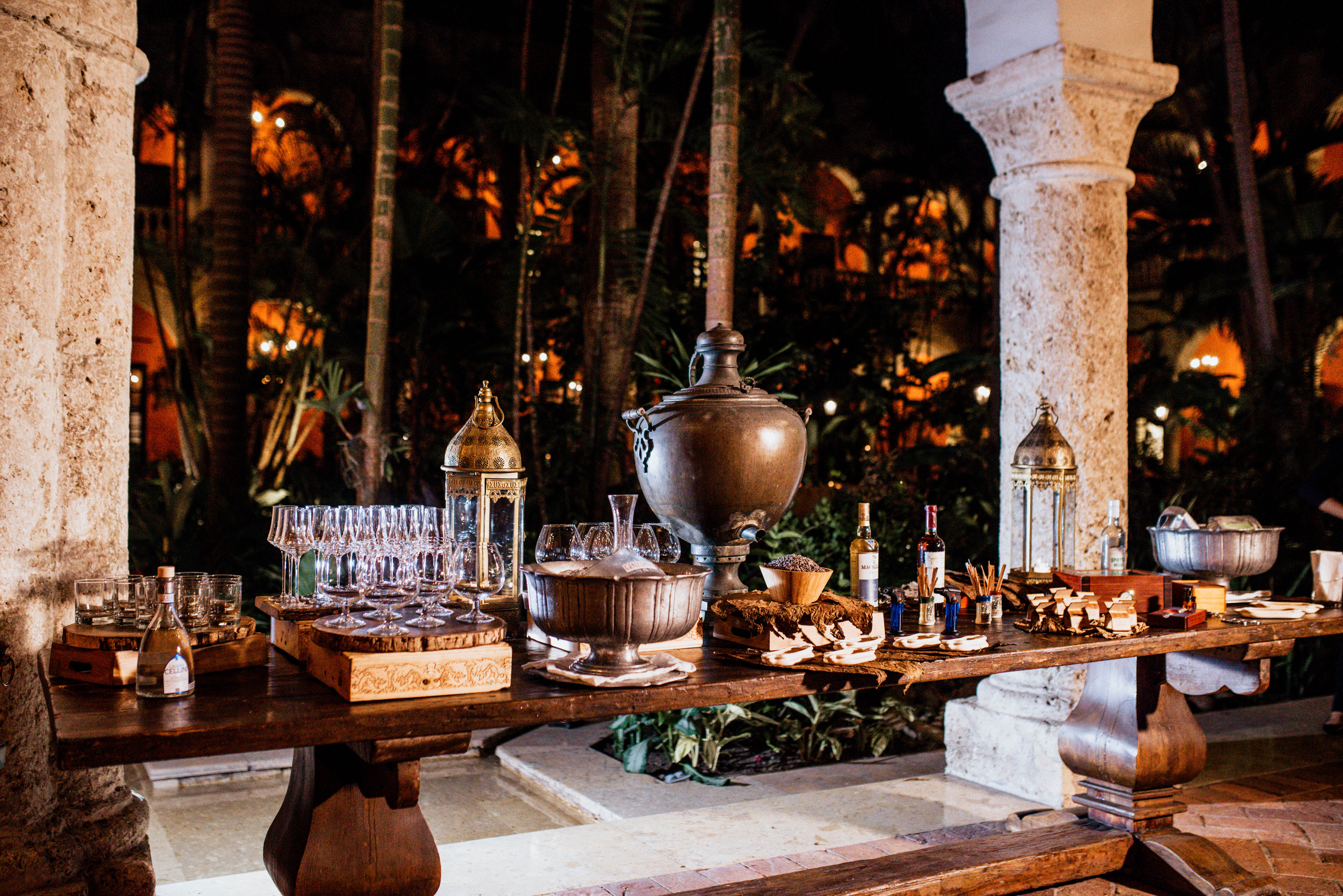 Wine and spirits pairing celebration at destination wedding in Cartagena Colombia — NAOS co