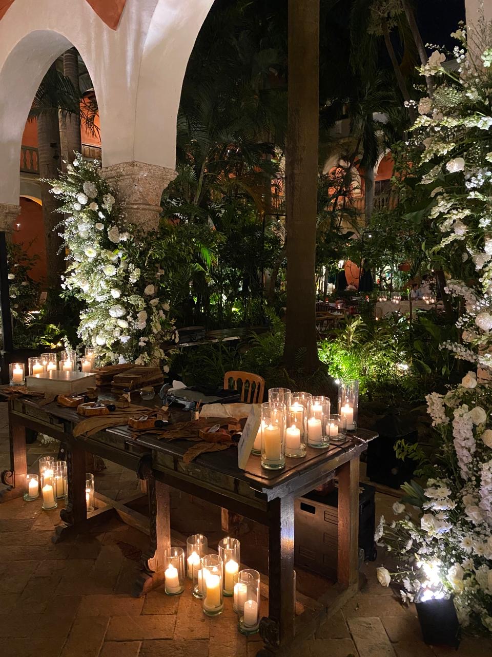 Premium cigar hand roll station setup for luxury event Cartagena