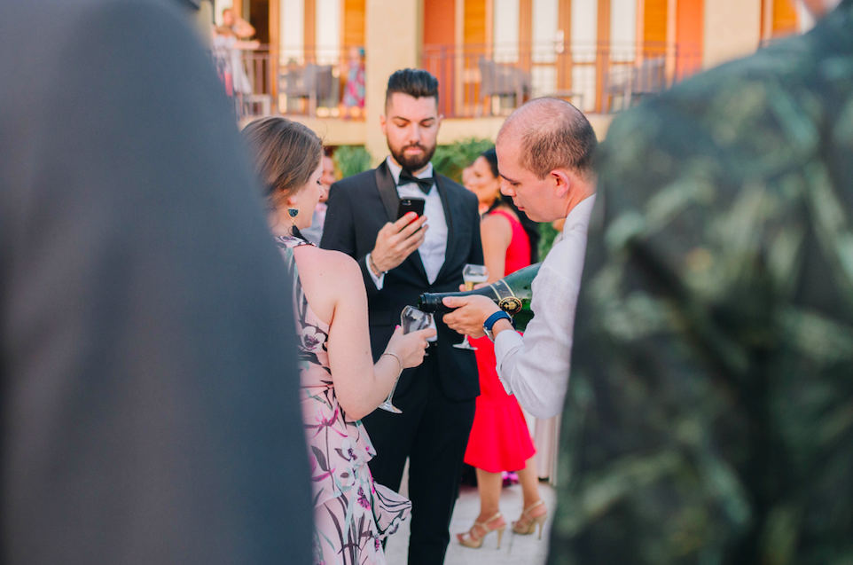 Sommelier wine service at private celebration event Colombia